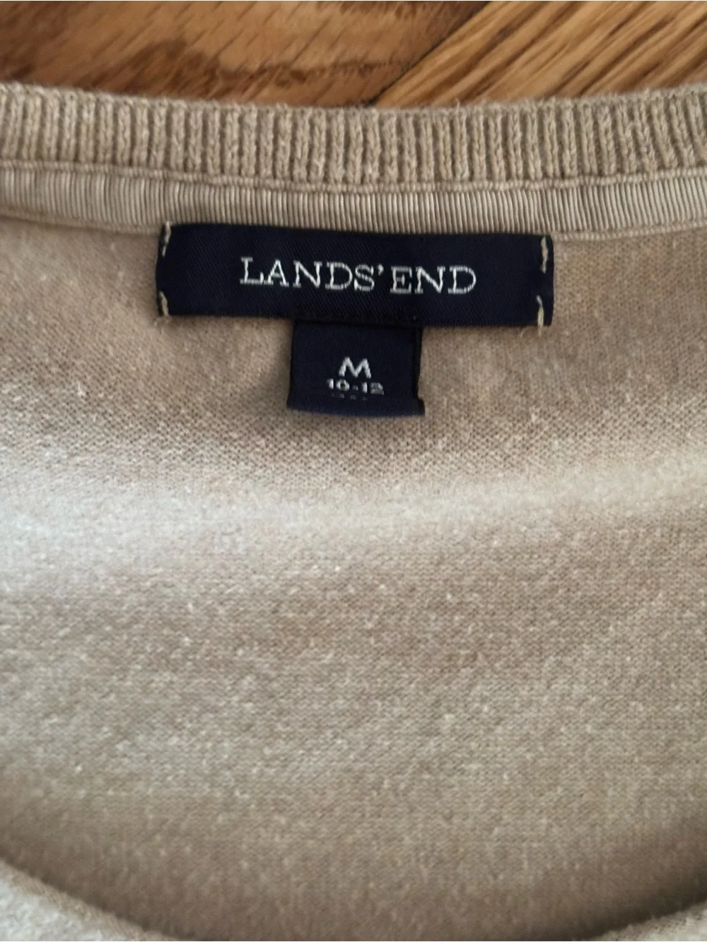 Lands' End Short Sleeve Crewneck Tee in Light Tan